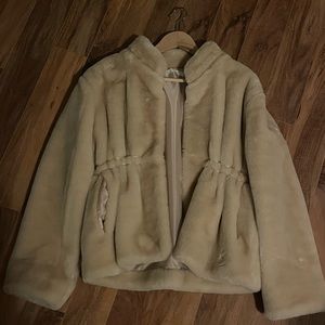 Faux fur coat with ruched adjustable waist - bought from Korean brand Chuu